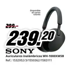 MediaMarkt SONY Auriculares inalámbricos WH-1000XM5B oferta