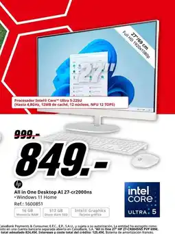 MediaMarkt HP All in One Desktop AI 27-cr2000ns oferta