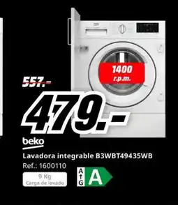 MediaMarkt BEKO Lavadora integrable B3WBT49435WB oferta