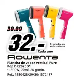 MediaMarkt ROWENTA Plancha de vapor vertical Pure Pop DR2020D1 oferta