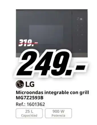 MediaMarkt LG Microondas integrable con grill MG7Z2593B oferta