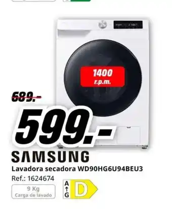 MediaMarkt SAMSUNG Lavadora secadora WD90HG6U94BEU3 oferta