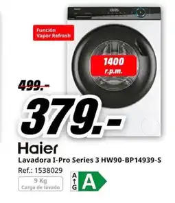 MediaMarkt HAIER Lavadora I-Pro Series 3 HW90-BP14939-S oferta