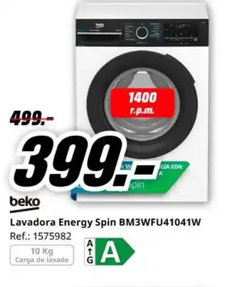 MediaMarkt BEKO Lavadora Energy Spin BM3WFU41041W oferta