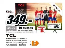 MediaMarkt TCL Mini LED 50" 4K 50C6KS oferta