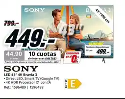MediaMarkt SONY LED 43" 4K Bravia 3 oferta
