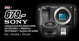 MediaMarkt SONY Cámara Evil Kit Alpha 6100 (ILCE6100L) + Objetivo SELP16502 + Tarjeta SD 64GB oferta