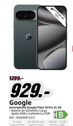 MediaMarkt GOOGLE Smartphone Google Pixel 10 Pro XL 5G oferta