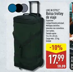 ALDI LIVE IN STYLE Bolsa trolley de viaje oferta