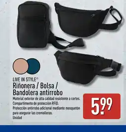 ALDI LIVE IN STYLE Riñonera / Bolsa / Bandolera antirrobo oferta