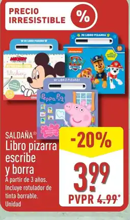 ALDI SALDAÑA Libro pizarra escribe y borra oferta