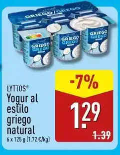 ALDI Grego - yogur al estilo griego natural oferta