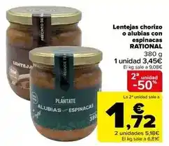 Lentejas chorizo o alubias con espinacas
