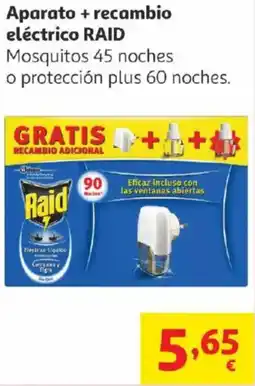 Alcampo RAID Aparato + recambio eléctrico Mosquitos 45 noches o protección plus oferta