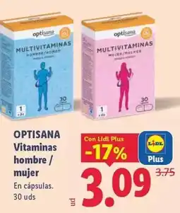 Lidl Optisana - vitaminas hombre / mujer oferta