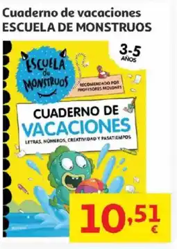 Alcampo ESCUELA DE MONSTRUOS Cuaderno de vacaciones oferta