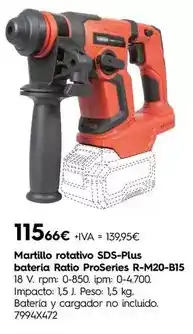 Cadena88 Ratio - martillo rotativo sds-plus bateria proseries r-m20-b15 oferta