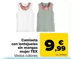 Carrefour Tex - camiseta con lentejuelas sin mangas mujer oferta