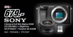 MediaMarkt Sony - camara evil kit alpha 6100 (lice6100l)/ objective self16502+ tarjeta sd 64gb oferta