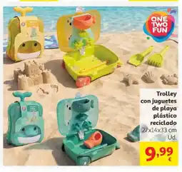 Alcampo Trolley con juguetes de playa plástico reciclado oferta