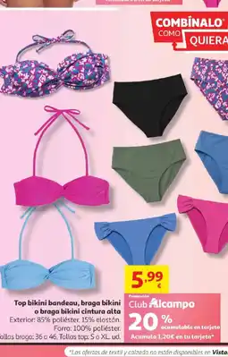 Alcampo Top bikini bandeau, braga bikini o braga bikini cintura alta oferta