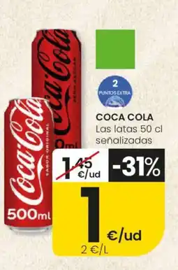 Eroski COCA COLA Las latas señalizadas oferta
