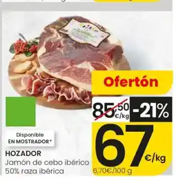 Eroski HOZADOR Jamón de cebo ibérico 50% raza ibérica oferta