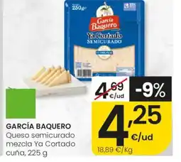 Eroski GARCÍA BAQUERO Queso semicurado mezcla Ya Cortado cuña oferta