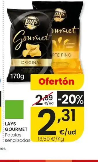 Eroski LAYS GOURMET Patatas señalizadas oferta