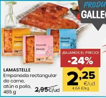 Autoservicios Familia LAMASTELLE Empanada rectangular de carne, atún o pollo oferta