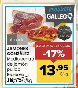 Autoservicios Familia JAMONES GONZÁLEZ Medio centro de jamón pulido oferta
