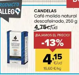Autoservicios Familia CANDELAS Café molido natural descafeinado oferta