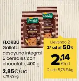 Autoservicios Familia FLORBÚ Galleta desayuno integral 5 cereales con chocolate oferta