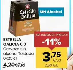 Autoservicios Familia ESTRELLA GALICIA 0,0 Cerveza sin alcohol Tostada oferta