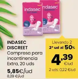 Autoservicios Familia INDASEC DISCREET Compresa para incontinencia Extra, 20 uds oferta