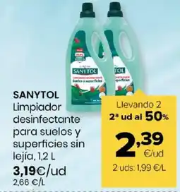 Autoservicios Familia SANYTOL Limpiador desinfectante para suelos y superficies sin lejía oferta