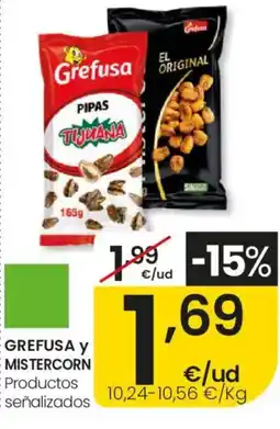 Aliprox GREFUSA Y MISTERCORN Productos señalizados oferta