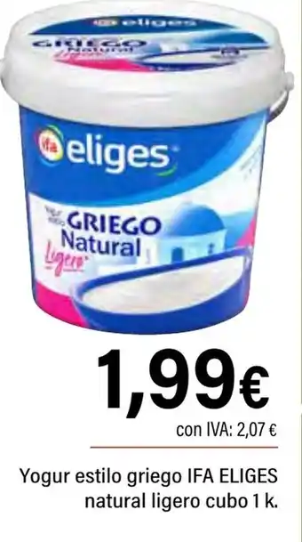 Cash Ifa IFA ELIGES Yogur estilo griego natural ligero cubo oferta