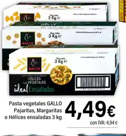 Cash Ifa GALLO Pasta vegetales Pajaritas, Margaritas o Hélices ensaladas oferta