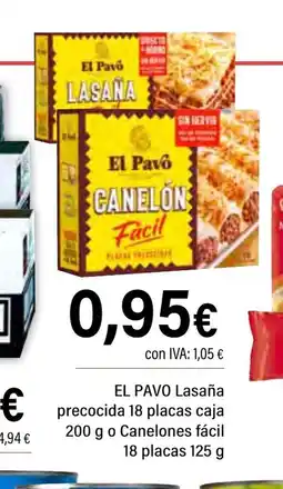 Cash Ifa EL PAVO Lasaña precocida 18 placas caja o Canelones fácil 18 placas oferta