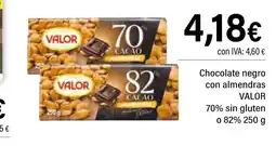 Cash Ifa VALOR Chocolate negro con almendras 70% sin gluten o 82% oferta