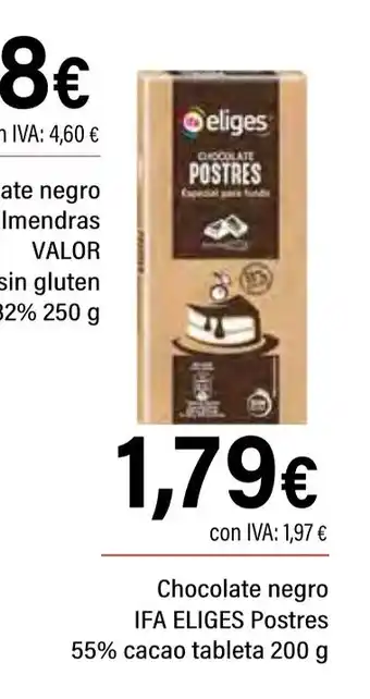 Cash Ifa IFA ELIGES Chocolate negro Postres 55% cacao tableta oferta