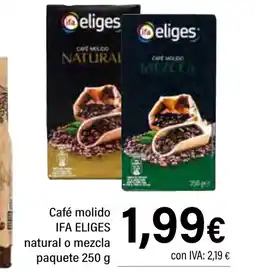 Cash Ifa IFA ELIGES Café molido natural o mezcla paquete oferta