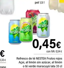 Cash Ifa NESTEA Refresco de té Frutos rojos Açai, al limón sin azúcar, al limón o té verde maracuyá lata oferta