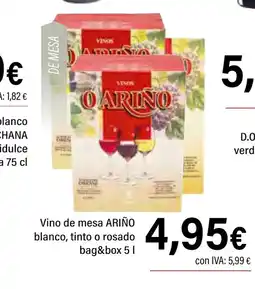 Cash Ifa ARIÑO Vino de mesa blanco, tinto o rosado bag&box oferta