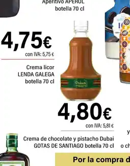 Cash Ifa GOTAS DE SANTIAGO Crema de chocolate y pistacho Dubai botella oferta