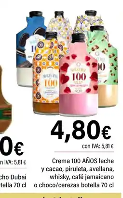 Cash Ifa 100 AÑOS Crema leche y cacao, piruleta, avellana, whisky, café jamaicano o choco/cerezas botella oferta