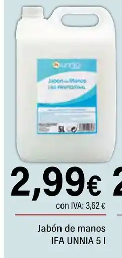 Cash Ifa IFA UNNIA Jabón de manos oferta