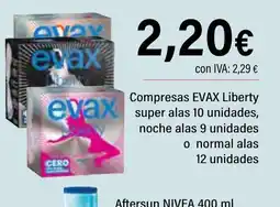 Cash Ifa EVAX Compresas Liberty super alas 10 unidades, noche alas 9 unidades o normal alas 12 unidades oferta
