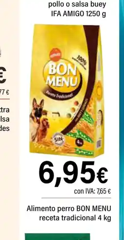 Cash Ifa BON MENU Alimento perro receta tradicional oferta